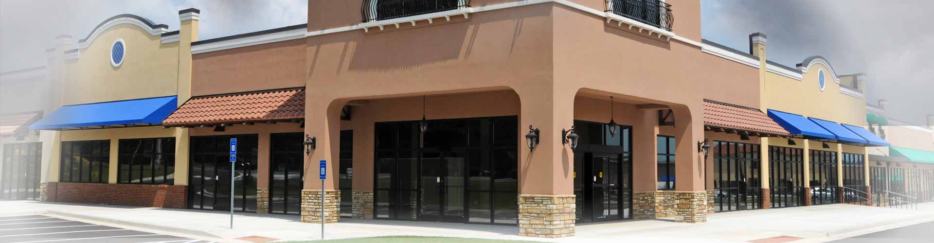 exterior of a strip mall
