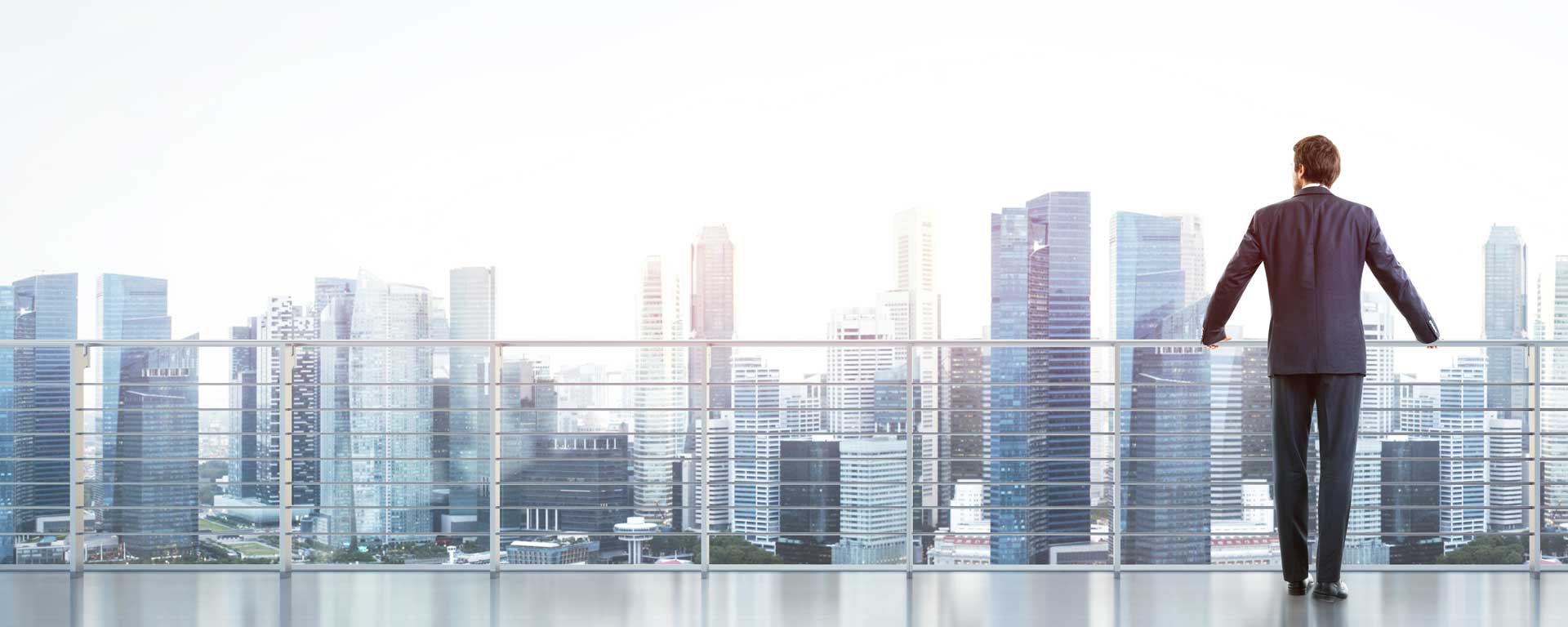 man in suit enjoying a view