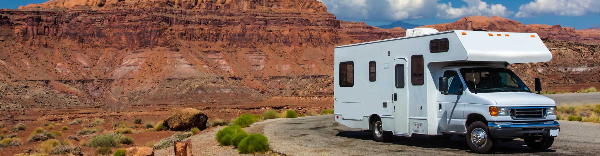 a motorhome nicely parked in what looks like Utah